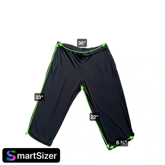 Black Pull On Black Stretch Cropped Trouser Pockets Dennis Basso XLP - Picture 6 of 12